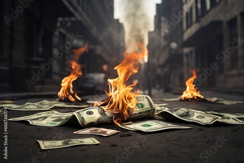 money in fire