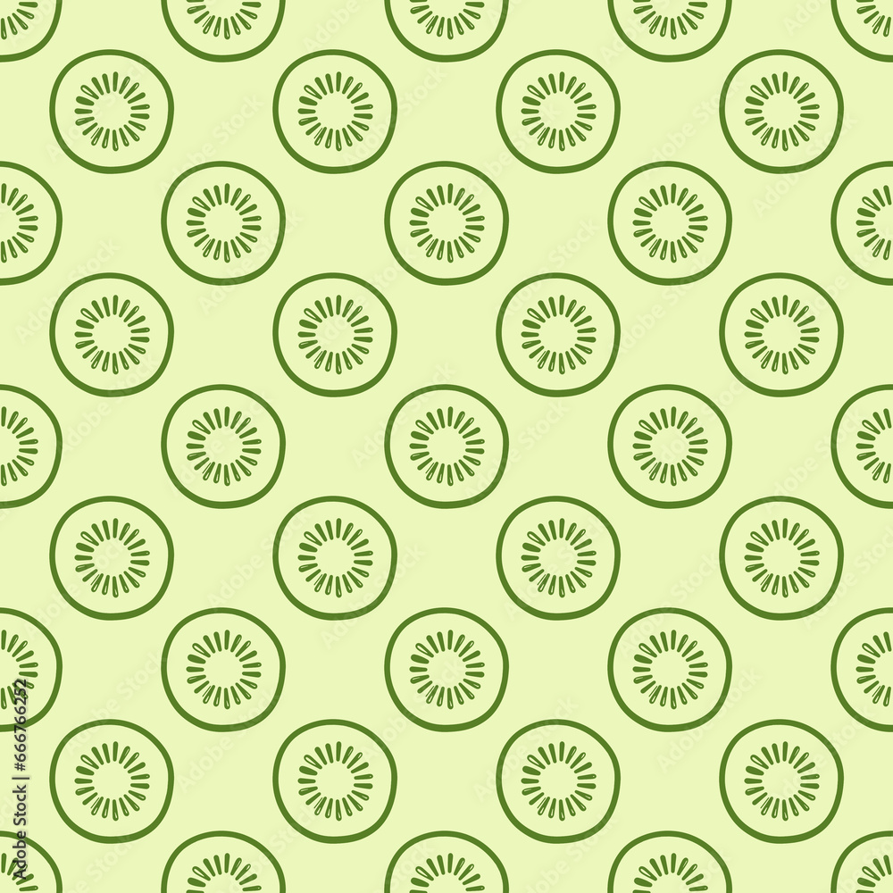 Kiwi slices seamless pattern. Cute green kiwi slices. Citrus fruit doodle background. Summer bright colors, juicy fresh background, design elements. Kiwi slices seamless pattern. Cute green kiwi slices. Citrus fruit doodle background. Summer bright colors, juicy fresh background, design elements.