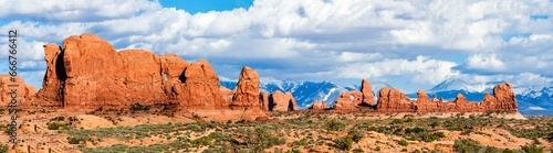 Windows Section and La Sal Mountains,.Arches National Park,Utah,USA