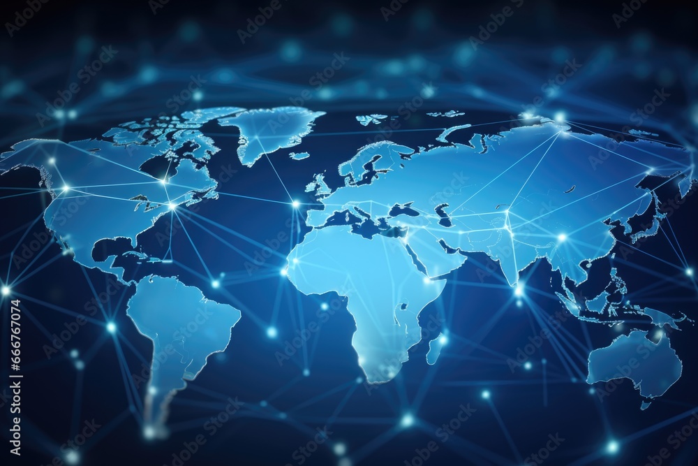 Global network concept. World map. Business strategy - obrazy, fototapety, plakaty 