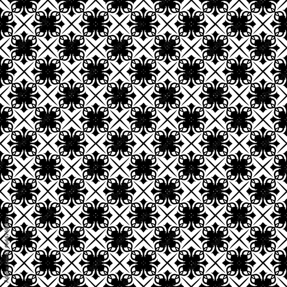 Black and white seamless pattern texture. Greyscale ornamental graphic design. Mosaic ornaments. Pattern template. Vector illustration. EPS10. Black and white seamless pattern texture. Greyscale ornamental graphic design. Mosaic ornaments. Pattern template. Vector illustration. EPS10.