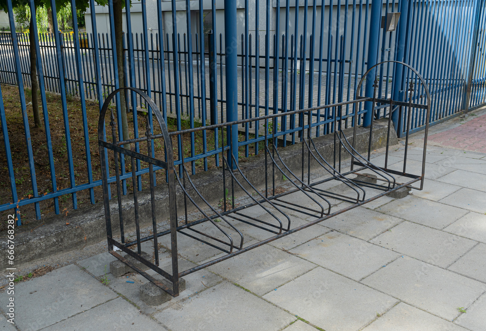 City Bicycle Parking, Bike Station Modern Bike Storage, Security Concept, Empty Street Bicycle Parking City Bicycle Parking, Bike Station Modern Bike Storage, Security Concept, Empty Street Bicycle Parking
