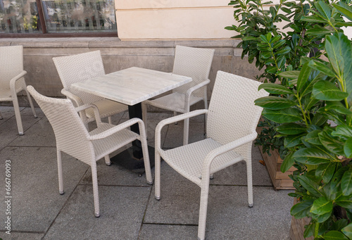 Street Restaurant Table  Empty Cafe Tables  Bar Terrace  Outdoor Restaurants  Outside Trattoria