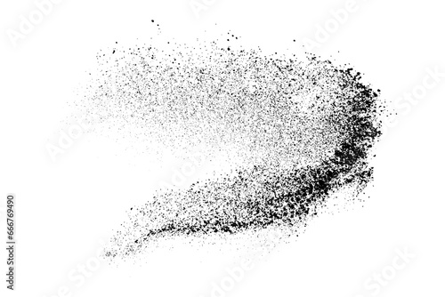 Black grainy texture isolated on white background. Dust overlay. Dark noise granules. Digitally generated image. Vector illustration. Design elements.