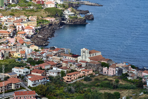 Aerial view of the port of Acireale on the island of Sicily