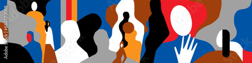 modern people abstract vector illustration . Horizontal multiple colored background