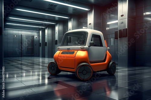 Compact urban vehicle photographed in a controlled environment. Generative AI