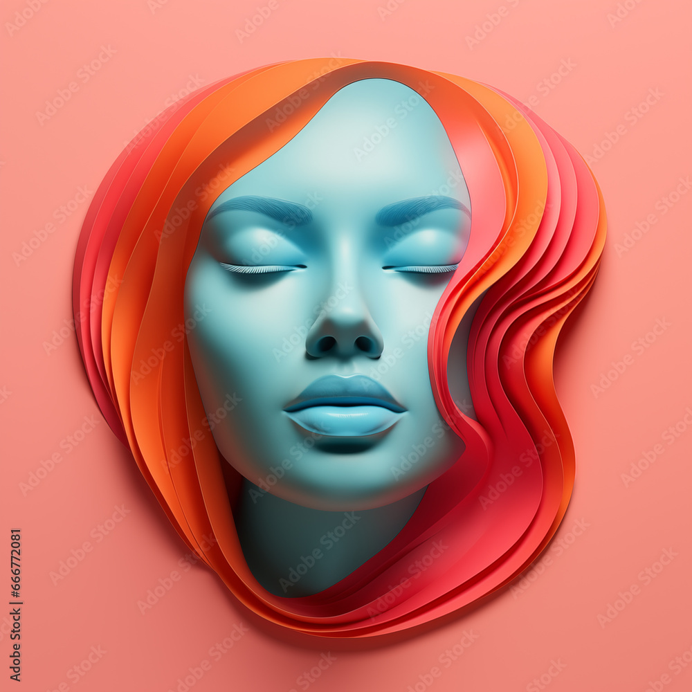 Woman's face with abstract decor illustration. 