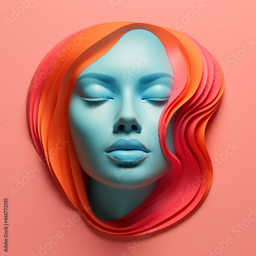 Woman s face with abstract decor illustration. 