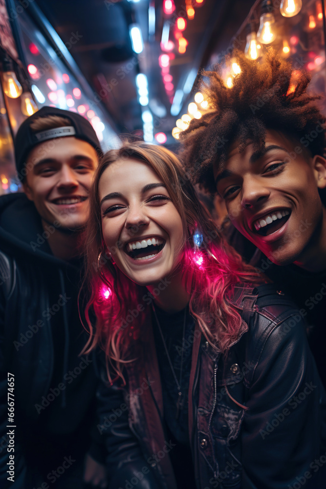 A group of people dancing at a party at night A group of people dancing at a party at night