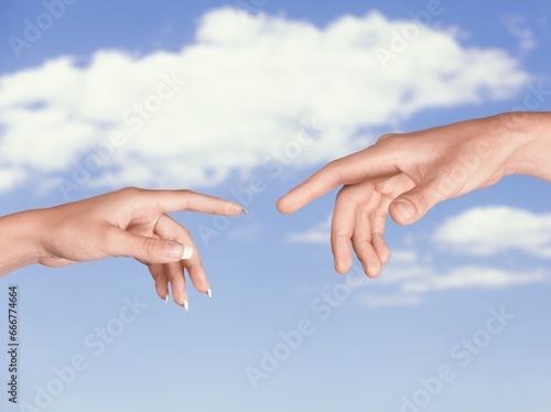 Two hands try to touch fingers. Elegant gesture © BillionPhotos.com