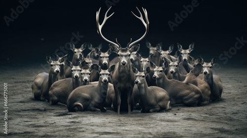 Foto a herd of deer sitting next to each other on a field