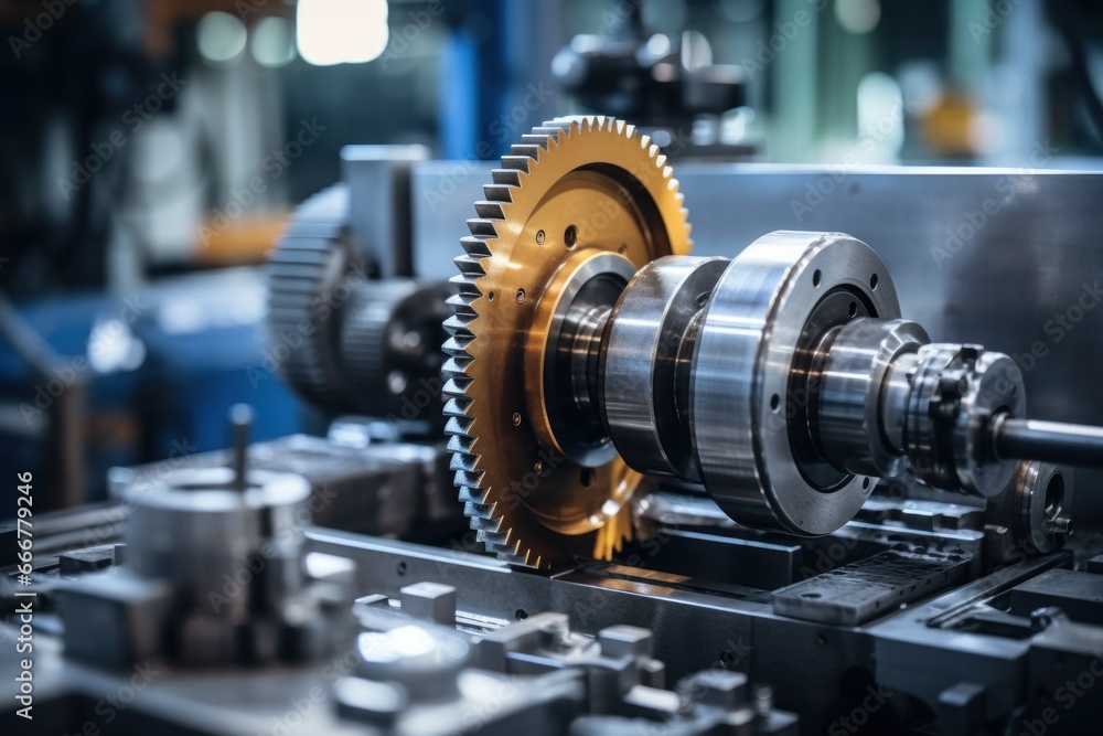 A detailed view of a mechanical device in an industrial setting A detailed view of a mechanical device in an industrial setting
