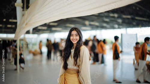 Young Asian woman with long...