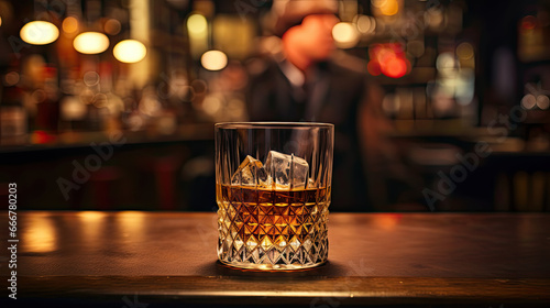 whisky on the rocks on a bar
