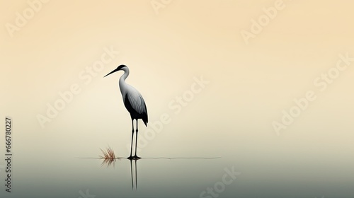  a large bird standing on top of a body of water.  generative ai © Olga