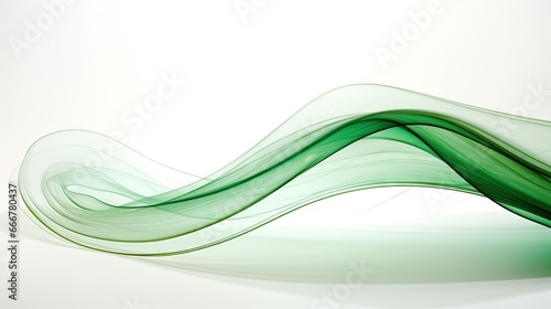 a green wave of smoke on a white background with room for text.  generative ai
