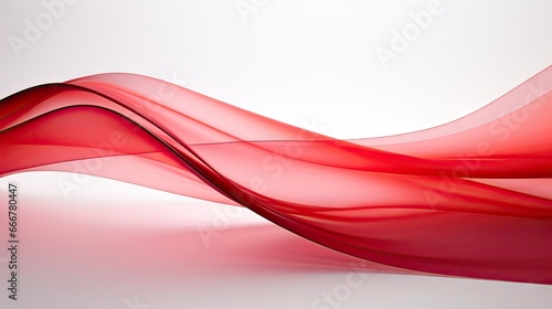  a red wave of flowing fabric on a white background with room for text. generative ai © Olga