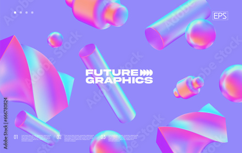 3D background with gradient geometric shapes. Eps10 vector.