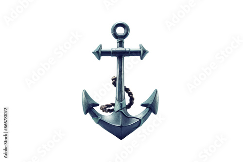silver anchor isolated on white background. Png file