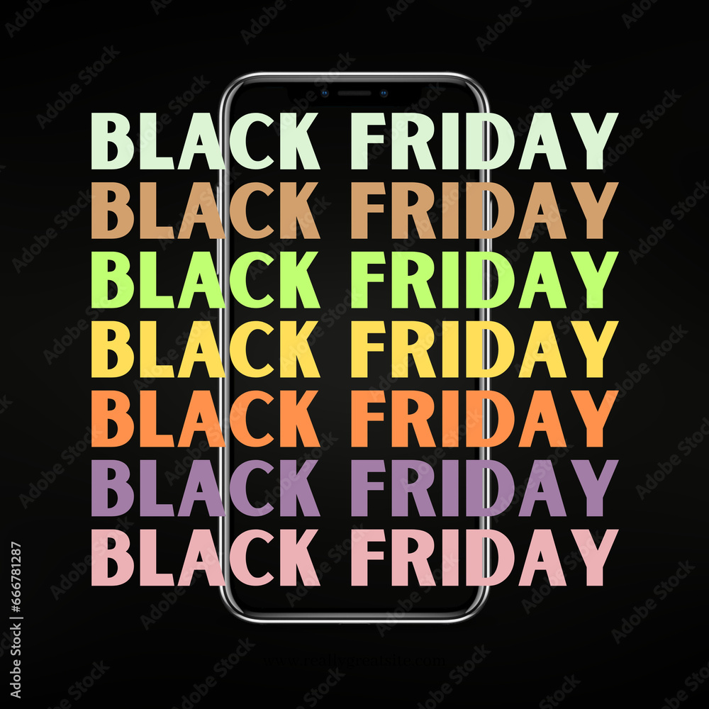 Black friday sign with different colours on cell background