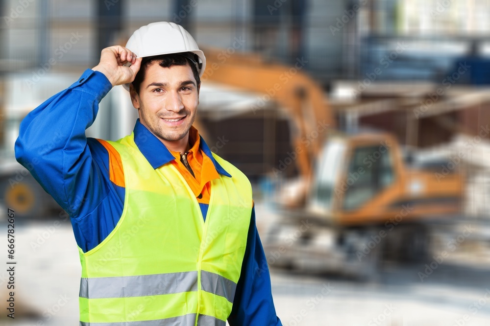 Construction worker and clipboard, do inspection Construction worker and clipboard, do inspection