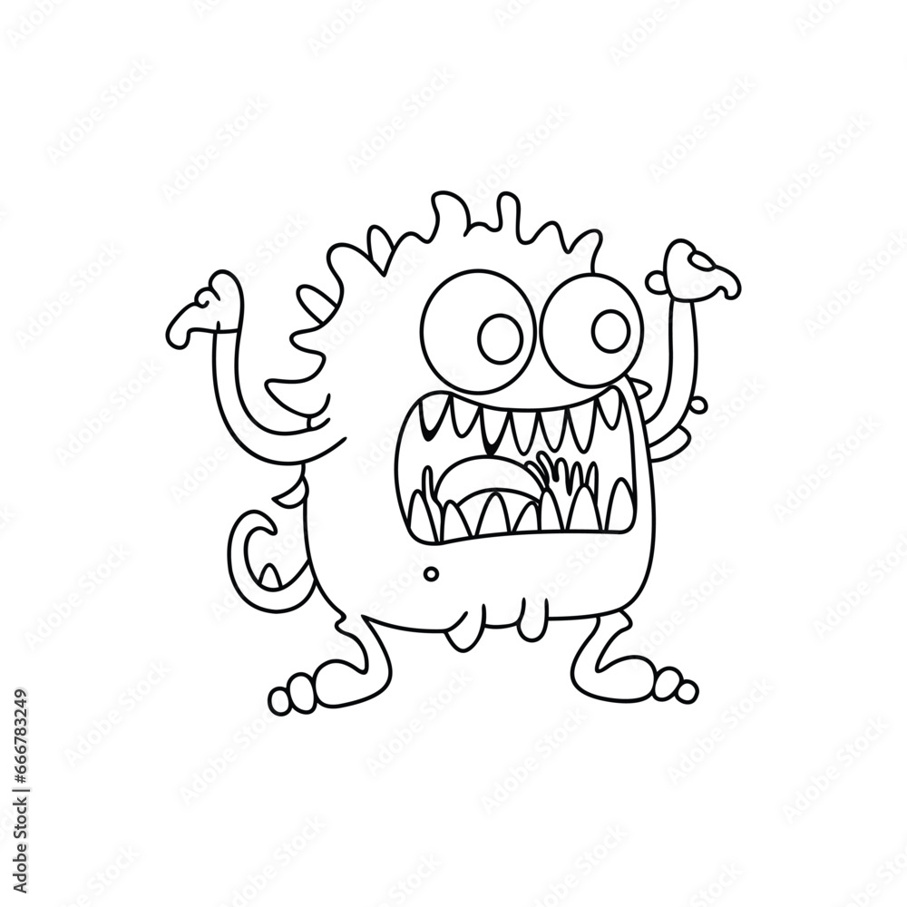 Monster funny character hand draw cartoon style Monster funny character hand draw cartoon style