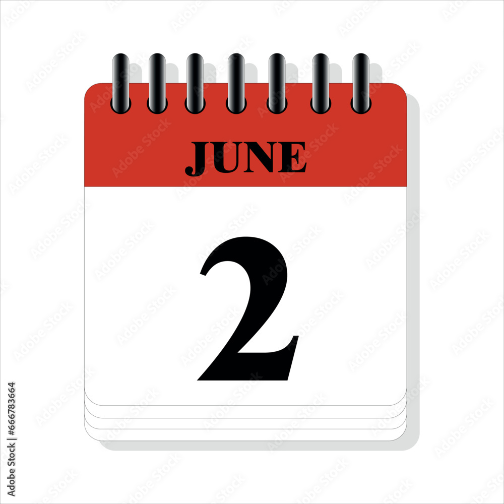 June 2 calendar date design