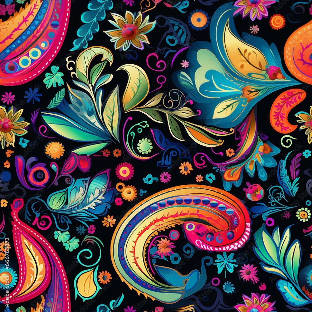 Colorful Bohemian Paisleys Pattern Colorful Bohemian Paisleys Pattern
