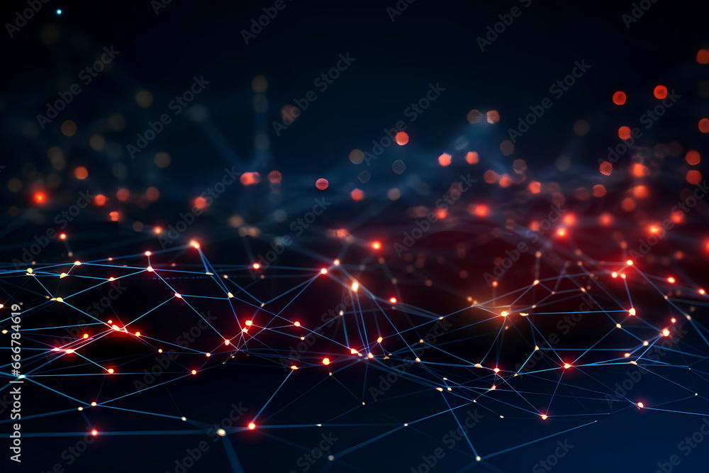 Technology abstract network with a cyber network grid and connected particles. Big data visualization. Digital dots and lines Technology abstract network with a cyber network grid and connected particles. Big data visualization. Digital dots and lines