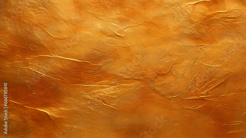 Golden texture reveals a smooth shiny wavy pattern in deep hues. photo