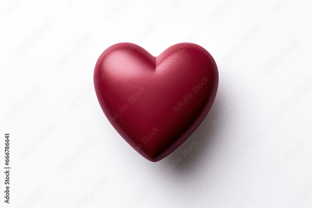 Volumetric red heart, close-up, isolated on a white background. Design element. Valentine's Day. Valentine, greeting card, banner, poster.