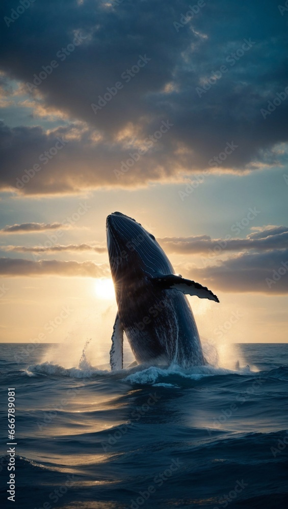 Fototapeta premium The Majestic Ocean Giant: A Tale of a Whale