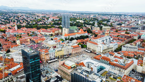 Fototapeta Naklejka Na Ścianę i Meble -  Zagreb, old city, aerial view, Croatia