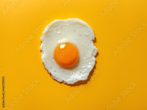 Fried egg on yellow background