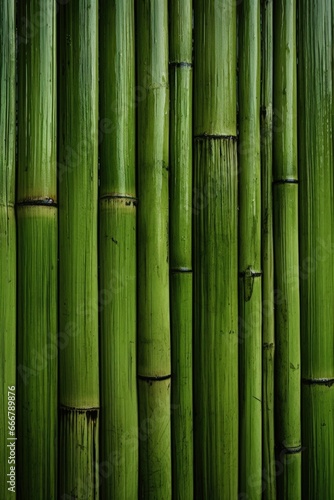 The textured backdrop of vibrant green bamboo
