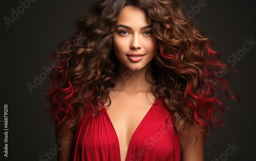 Wallpaper Mural Beautiful smiling woman with long curly wavy hair Torontodigital.ca