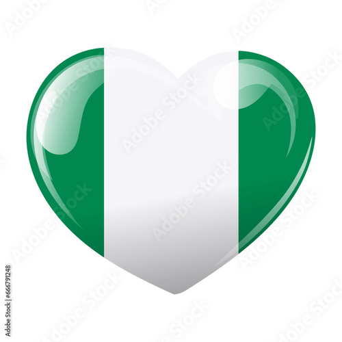 Free Download Nigeria flag in the shape of a heart. Heart with Nigerian flag. 3D illustration, vector - GFXLoad