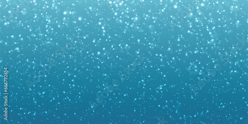 Winter blue sky with falling snow, Christmas blue background with snow.