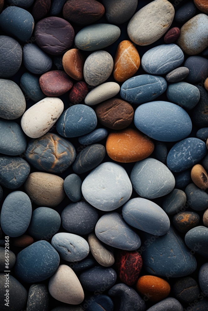 The backdrop highlights the distinct and smooth texture of river stones The backdrop highlights the distinct and smooth texture of river stones