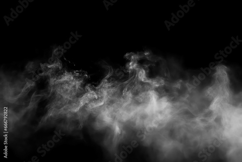 Smoke or fog clouds on black background