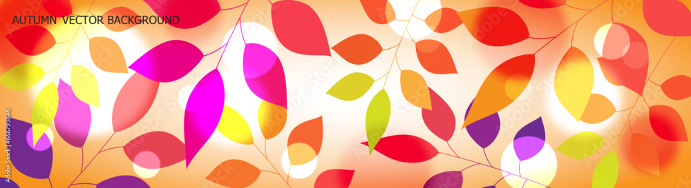 Autumn Vector Background with Leaves and Branches. Abstract Colorful Pattern. Autumn Vector Background with Leaves and Branches. Abstract Colorful Pattern.