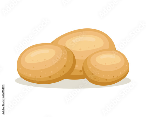 Fresh potato tubers. Healthy food, vegetables, agriculture flat illustration, vector