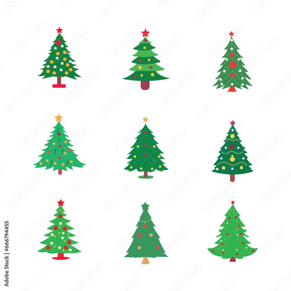 vector set of christmas tree design elements.