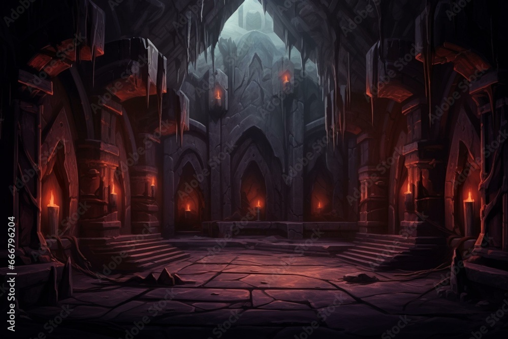 Realistic dungeon-themed background illustration. Generative AI