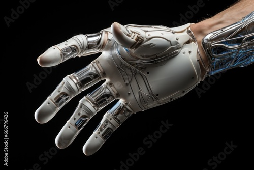 Cyborg hand finger pointing  technology of artificial intelligence