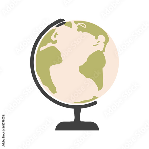 Earth globe  model of planet Earth on a stand. Illustration in flat style. Vector