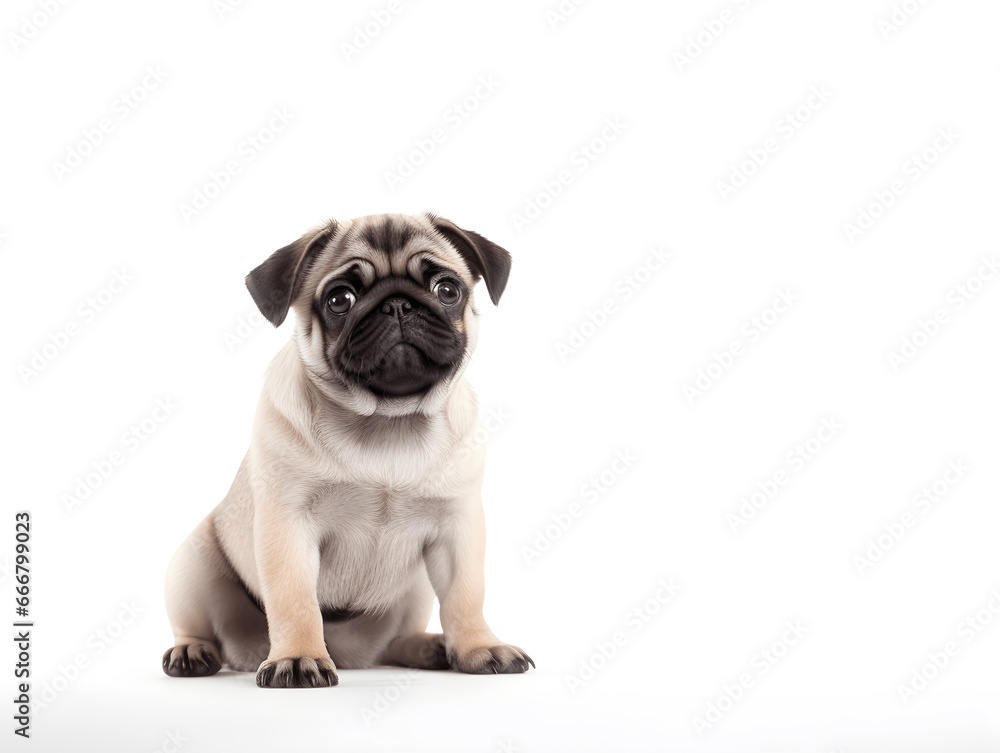 A dog sitting on a white background A dog sitting on a white background