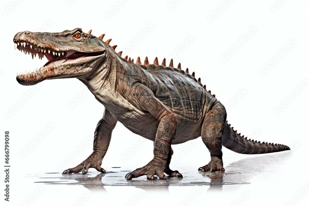 Fototapeta premium Isolated hupehsuchus dinosaur. Generative AI