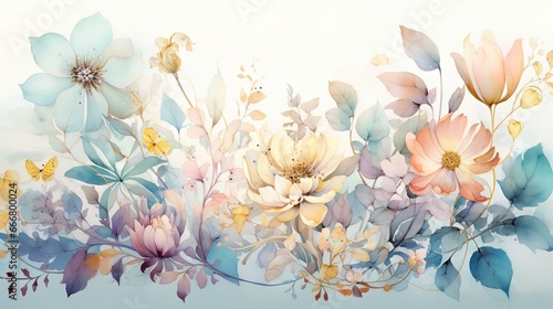 Flowers in the style of watercolor painting floral elements botanical background or wallpaper design